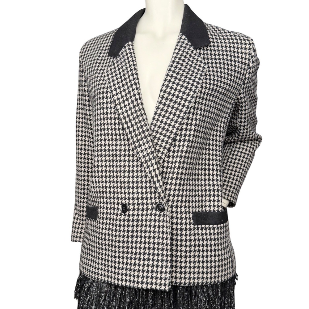 Cyclone Houndstooth Blazer Vintage 90s Black White Dark Academia Jacket Size M/L